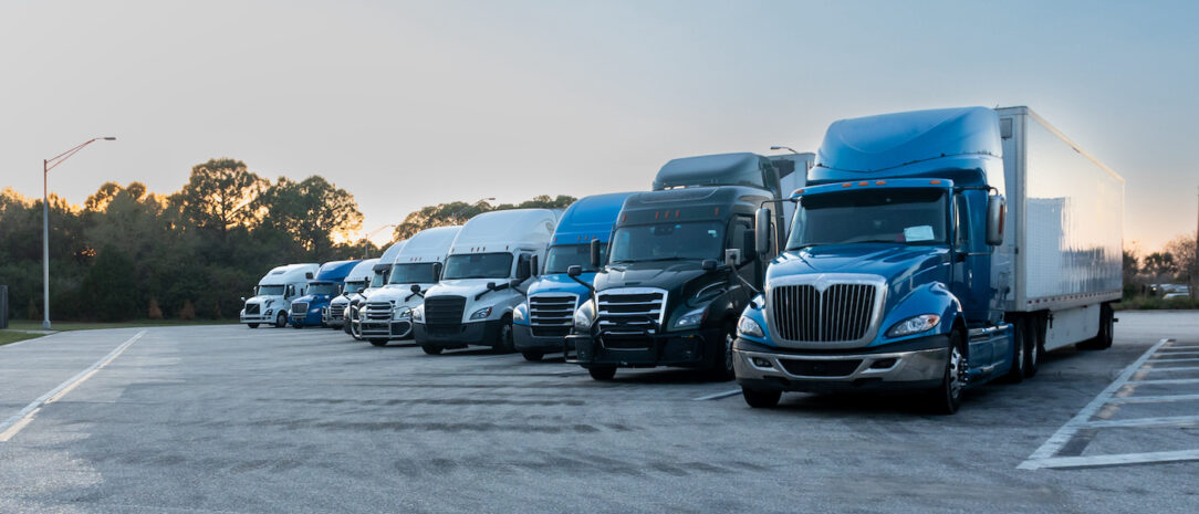 Trucks on parking lot